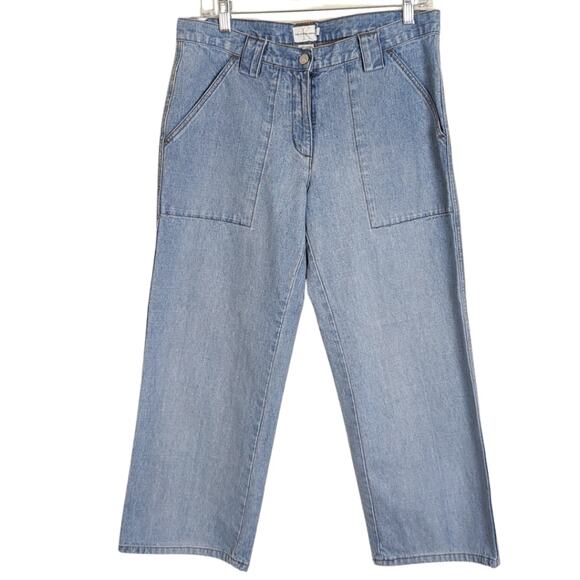 Vintage Calvin Klein Cropped Straight Wide Leg Jeans Light Wash Women's 8 - Picture 1 of 12